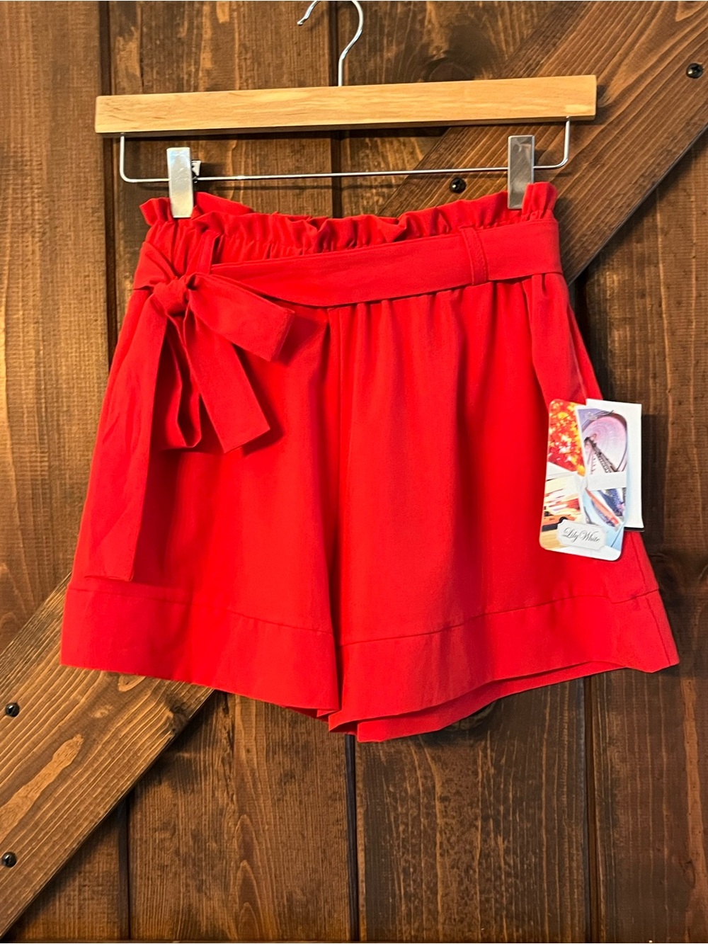 Red Tie-Belt Women’s Shorts NWT XS can tie bow in front or on side